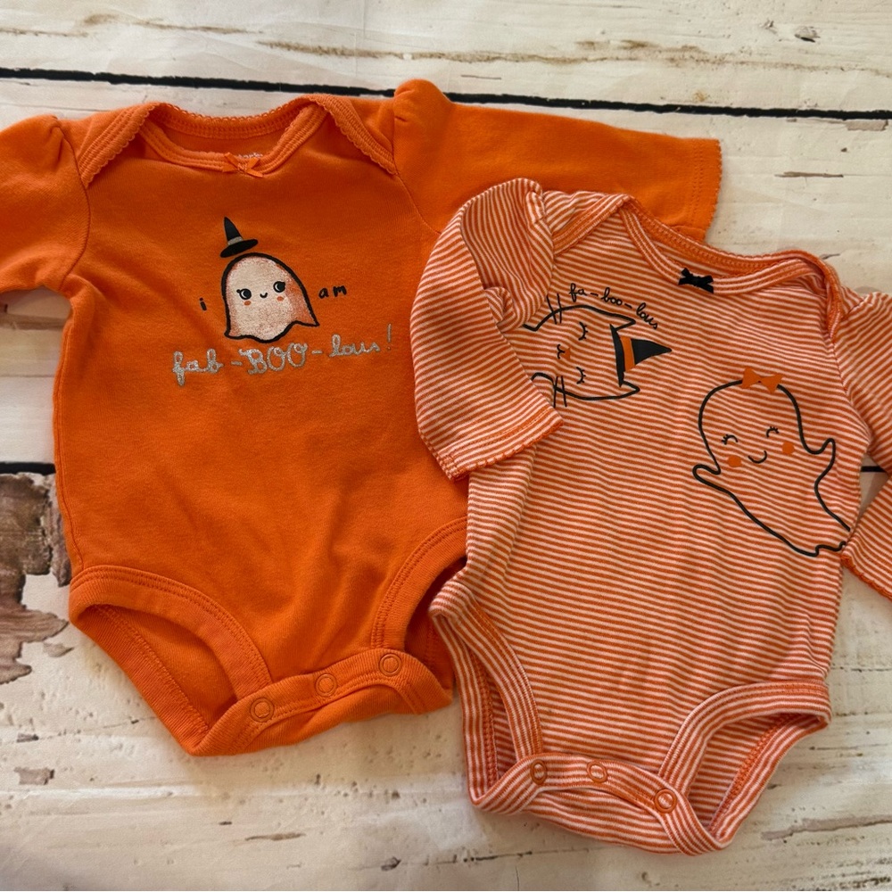 Carter's Orange Halloween Bodysuit Set